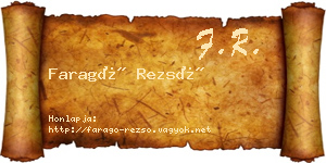 Faragó Rezső névjegykártya